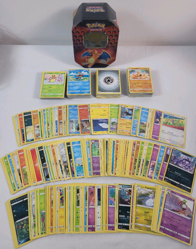 400+ Pok&eacute;mon Trading Card Game Cards & Pok&eacute;mon Tin . As Is Lot