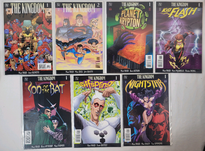 1999 DC Comics The Kingdom #1 & #2 plus The Kingdom One-Shot Issues : Kid Flash , Nightstar , Offspring , Son of the Bat & Plant Krypton . All Issues bagged & Boarded