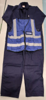 New sz 46 Men's Work Overalls "Stelco Hilton Works" & New Vest sz O/S
