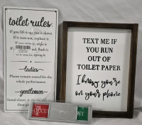 3 New Funny Washroom Signs - Tallest 12"