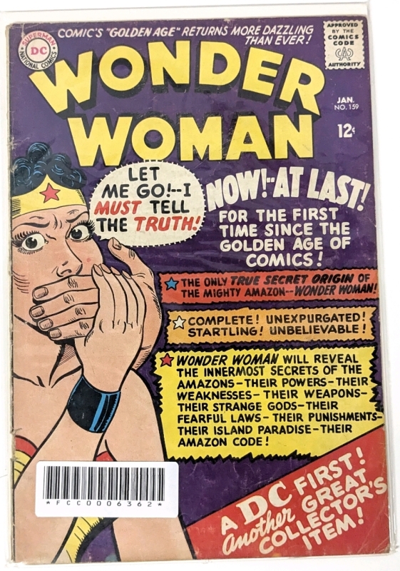 [Uncommon Key Issue] Vintage DC Comics WONDER WOMAN No. 159 - Bagged & Boarded