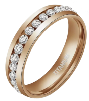 New Rose Colour Titanium Steel Ring with Set Centre Channel set style Stones Stamped Size 13