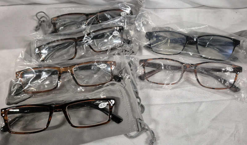 6 New Reading Glasses +2.50 & +1.25
