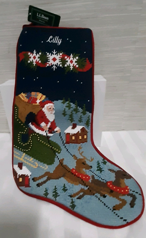 New with Tags Needlepoint Christmas Stocking for Lilly Retail $29.95