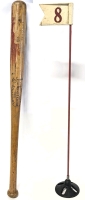 Vintage #9 Roberto Clemente Louisville 225LL Kentucky Air Seasoned Little League Bat 28.75" Long & Vintage Metal Golf #8 Hole Marker with Plastic Flag 26" Tall