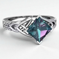 Elegant Stainless Steel Ring Princess Cut Zirconia Sparkling Band Size 9