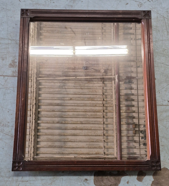 Vintage Wooden Framed Wall Mirror - Heavy 27.5" Wide & 33.5" Tall