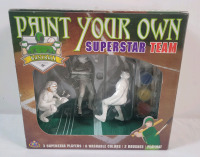 Paint Your Own Superstar Baseball Team . Includes 3 Baseball Players , 6 Washable Paints , 2 Brushes & Playmat