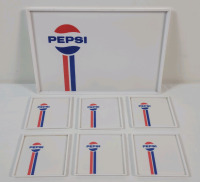 Vintage PEPSI Advertising Tray & Six (6) Drink Coasters . Tray measures 10.5"&times;7" & Coasters measure 3 &frac34;"&times;3 &frac34;"