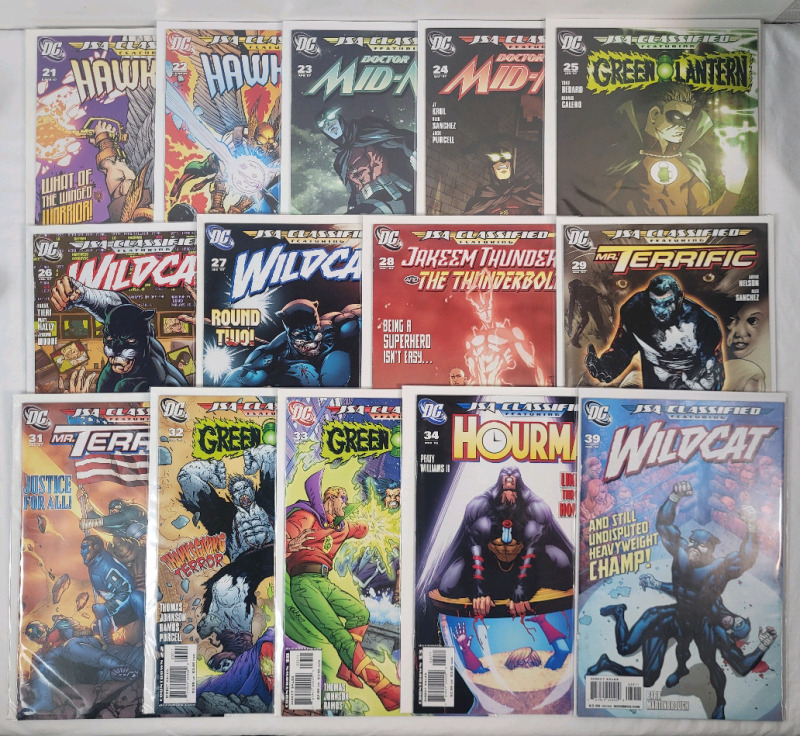 DC Comics JSA CLASSIFIED Featuring : - Issues No. 21 - No. 29 , No. 31 - No. 34 & No. 39 . Fourteen (14) Issues , All Bagged & Boarded . , Well Taken Care Of , High Grade