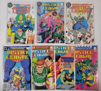 Vintage 1987 DC Comics JUSTICE LEAGUE #1 - #6 & JUSTICE LEAGUE Annual #1 . Seven (7) Issues All Bagged & Boarded . , Well Taken Care Of , Very Fine or Better