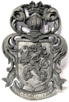 Vintage Heavy Cast Metal "Gagnon" Coat of Arms - 18" Tall