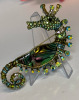 Vintage-Inspired Seahorse Brooch with Rhinestones 18K Golden Plated Rhinestone Embellishments Seashell Tummy approximately 3.15 x 1.85 inch