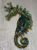 Vintage-Inspired Seahorse Brooch with Rhinestones 18K Golden Plated Rhinestone Embellishments Seashell Tummy approximately 3.15 x 1.85 inch - 3