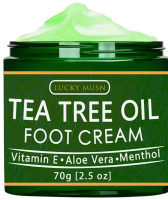 New 2oz LUCKY MUSN Tea Tree Oil Foot Cream with Aloe Vera Hyaluronic Acid & Honey Intense Moisturizing for Dry Cracked Feet, Care Alcohol-Free Natural Ingredient Aloe Vera Infused Stock Photos added