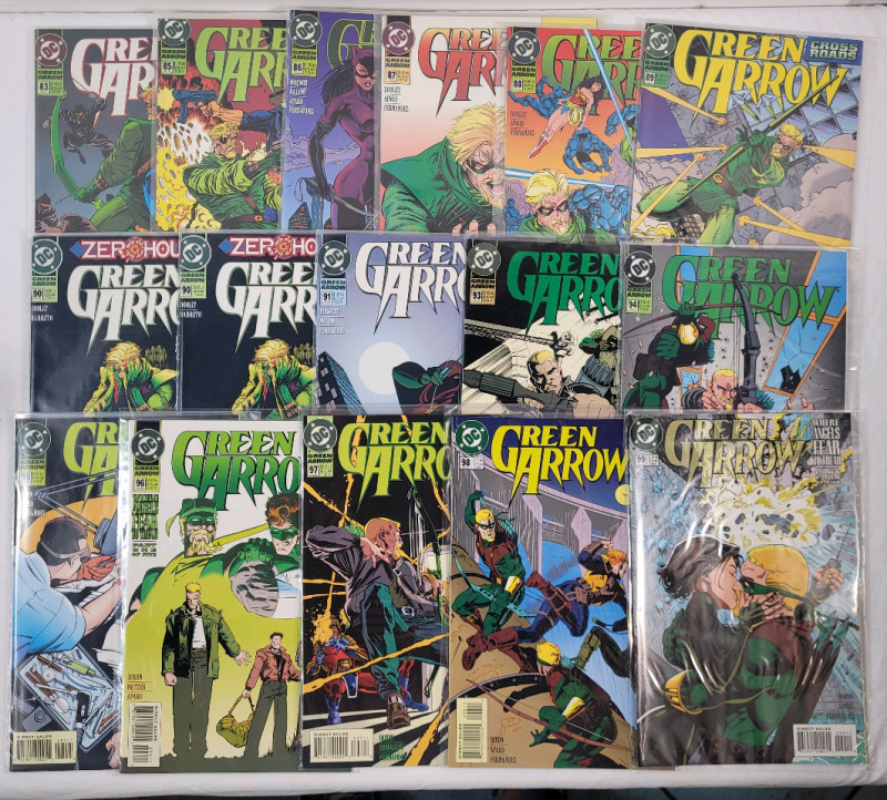 DC Comics 1994-95 GREEN ARROW No.83 , No.85 - No.91 & No.93 - No.99 . Sixteen (16) Comics . All Bagged , and Well Taken Care Of . Very Fine + Grade .