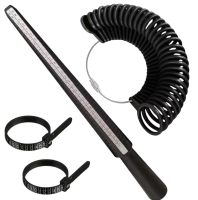 New Ring Size Measuring Tool with Plastic Mandrel & Ring Sizer Guage Four Stick Mandrel and Ring Gauge Finger Sizing Stock photo added Sizer 10 inch appro