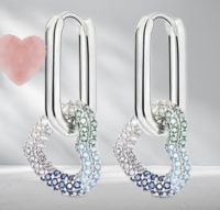 S925 Heart Earrings Ombr&eacute; Heart U-shaped Hoops Two Choices to Wear Stamped