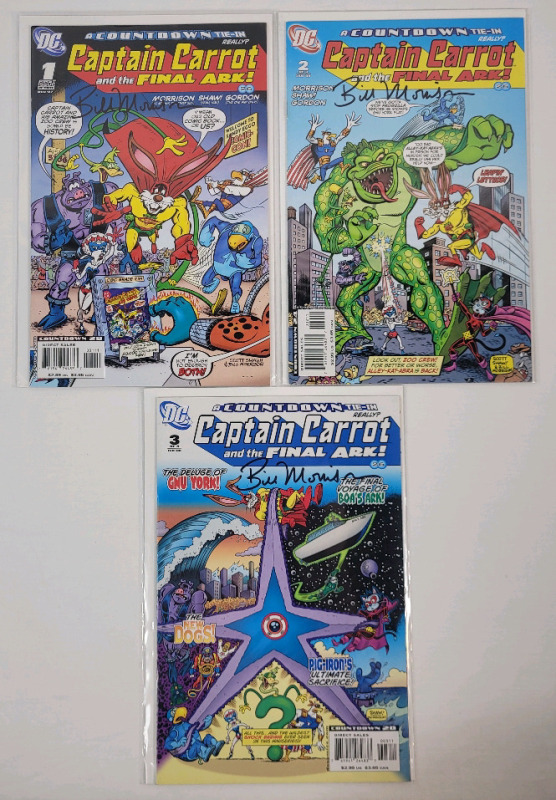 DC Comics CAPTAIN CARROT and the Final Ark #1 - #3 - Complete Run . All Issues Signed by Bill Morrison , No COA . All Issues Bagged & Boarded