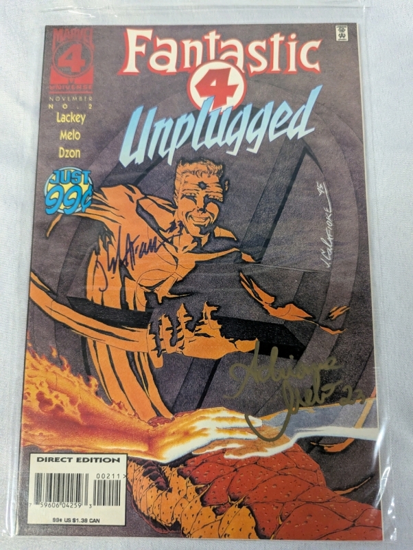 Signed Vintage Marvel Fantastic Four Unplugged Issue #2. Signed by Adriana Melo & Jim Calafione. Coming is Bagged.