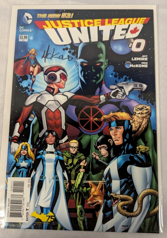 Signed DC Comics Justice League United Issue #0. Signed by MikeMcKone.