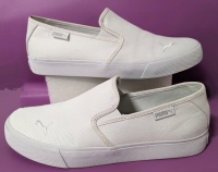 PUMA Ladies Bari Slip-On Cat Shoes: White (Size 9)