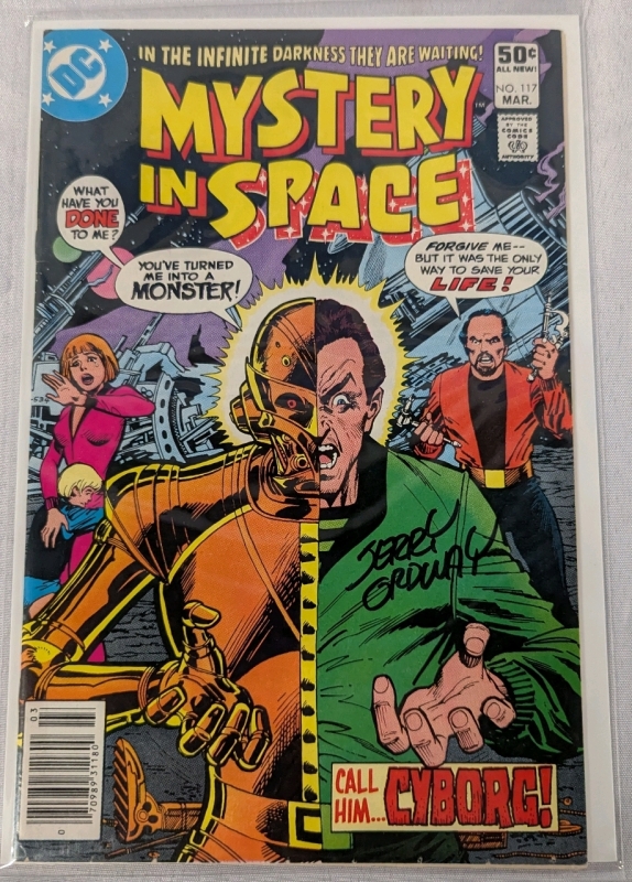 Signed Vintage DC Comics "Mystery in Space" Issue 117. Signed by Jerry Ordway. Comic is Bagged and Boarded.