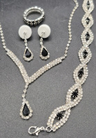 NEW 5pcs Bling Bling Jewelry Set - Bracelet, Earrings, Ring & Necklace