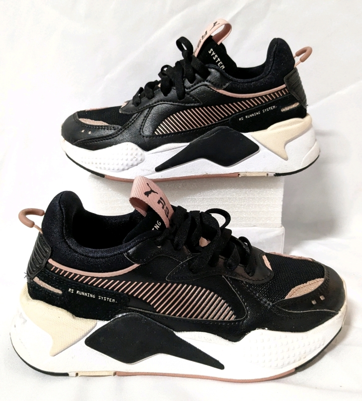 PUMA Ladies RS-X Mono Metal Runners: Black, Rose (Size 6.5)