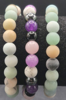 3 NEW Matte & Polished Stone/Bead Bracelets