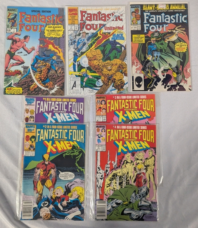 7 Vintage Marvel Fantastic 4 Comics. 3 Special Edition/Giant Sized Annual & 4 Fantastic 4 Vs the X-Men Complete 4 Issue Run. All Comics are Bagged.