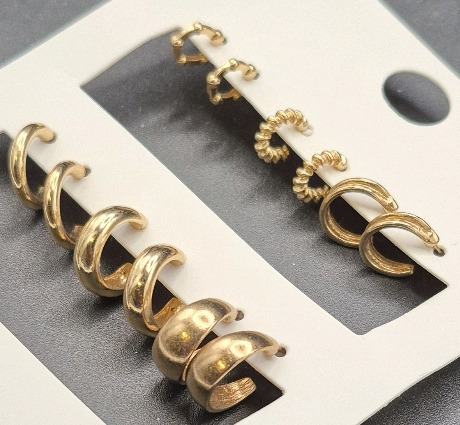6 New Pairs Hoop Earrings - Post Backs
