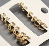 6 New Pairs Hoop Earrings - Post Backs
