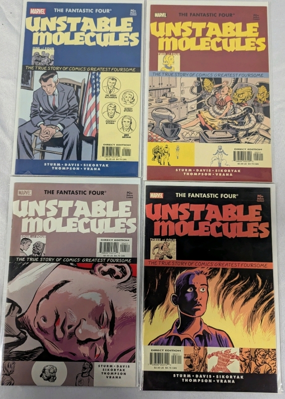 4 Marvel Fantastic Four Comics. "Unstable Molecules" Complete Run. A Mature Fantastic Four Story With a Unique Take on their Origin. All Comics are Bagged and Boarded.