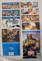 9 Marvel Comics Fantastic Four Comics 8 Issue "Civil War" Run. Issue 536-543. 2 copies of 536. All Comics Bagged and Boarded.