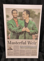 Plaque Board Newspaper Cutout Mike Weir Canadian Golfer Won the 2003 Masters. 10.75" by 16.75"