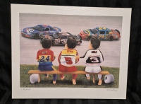 THE CHALLENGE by T Richard Nascar Plaque Board - 20 by 16" Dale Earnhardt, Terry Labonte & Jeff Gordon