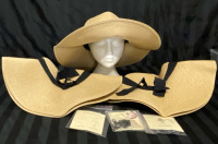 3 New Wide Brim Sun Hats with Ribbon Band