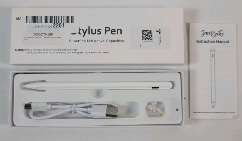 As New - Stylus Pen Superfine Nib Active for iPad 9th & 10th Gen Plus iPad 5/6Gen , White