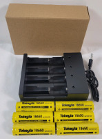 New - Six (6) Tokeyla 3.7v Li-ion Batteries & Charger .