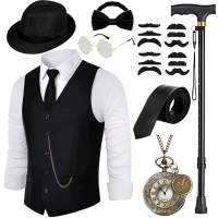 New Size Large Men's Wildparty 1920's Dapper old Man Costume/Disguise Kits.
