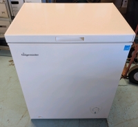 As New Fridgemaster 5 Cubic Foot Chest Freezer. Measures 20.5" (depth) by 27.5" (wide) by 33" (height)
