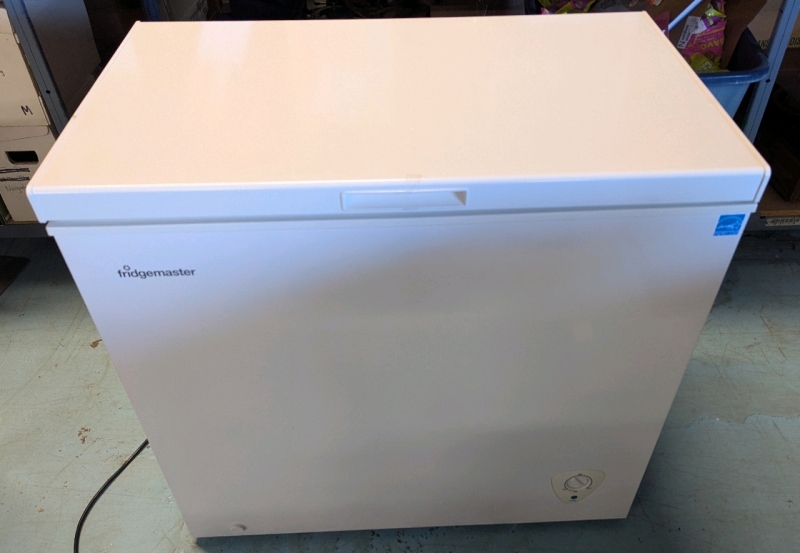 As New Fridgemaster 7 Cubic Foot Chest Freezer. Measures 20.5" (depth) by 35" (wide) by 33" (height)