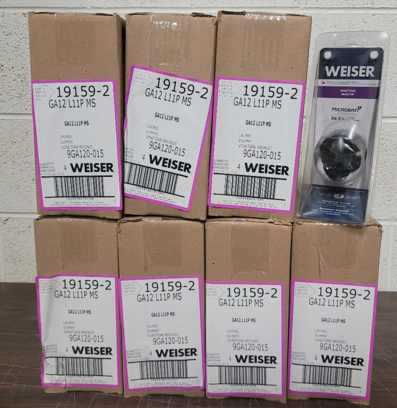 Weiser Laurel Dummy Venetian Bronze Door Handles , 28 Door Knobs - New