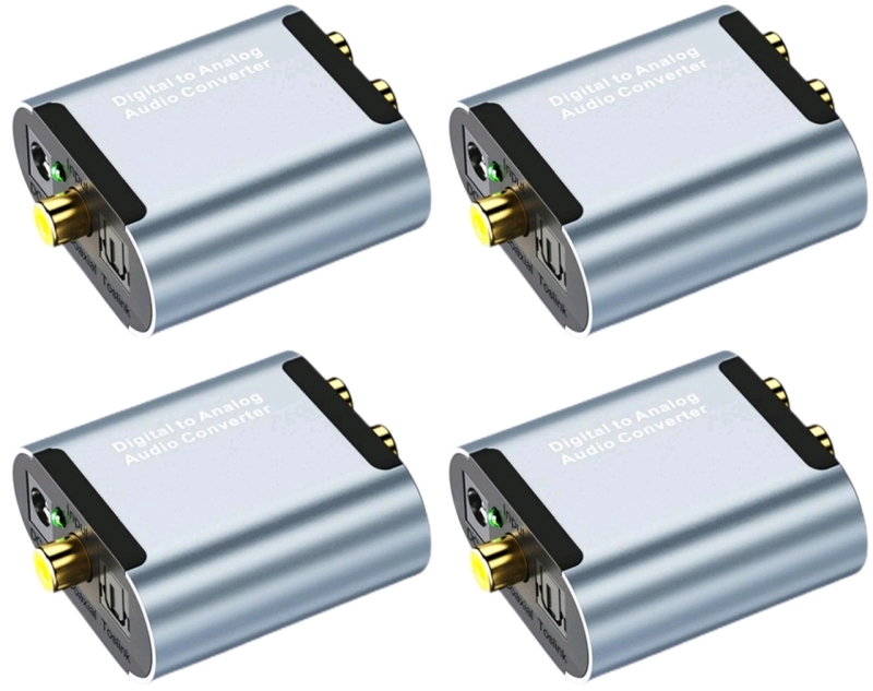 4 New Fiber Optic Audio Converter Digital to Analog Coaxial Converter with Optical and Coaxial with 1M Long Fiber Optic Cable | Over $75 Retail Value!