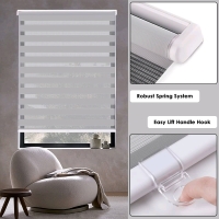 New in Box | LUCKUP Cordless Zebra Blinds- Free Stop Roller Shades for Windows Dual Layer Light Control Fabric for Home Office Kitchen Day and Night Light Filtering Window Blinds, 26" W x 72" H, Grey | Retails Over $50