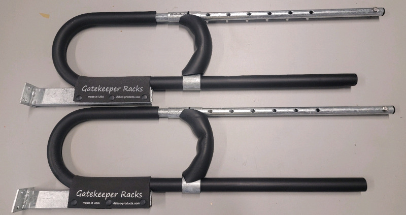 New - Gatekeeper Racks Locking Single Pair - Paddleboard & Surfboard Storage Rack . Galvanized Metal w/Padding . Can hold 16" -33" Wide Boards . Attach to Rack (sold separately) or Bolt to Wall