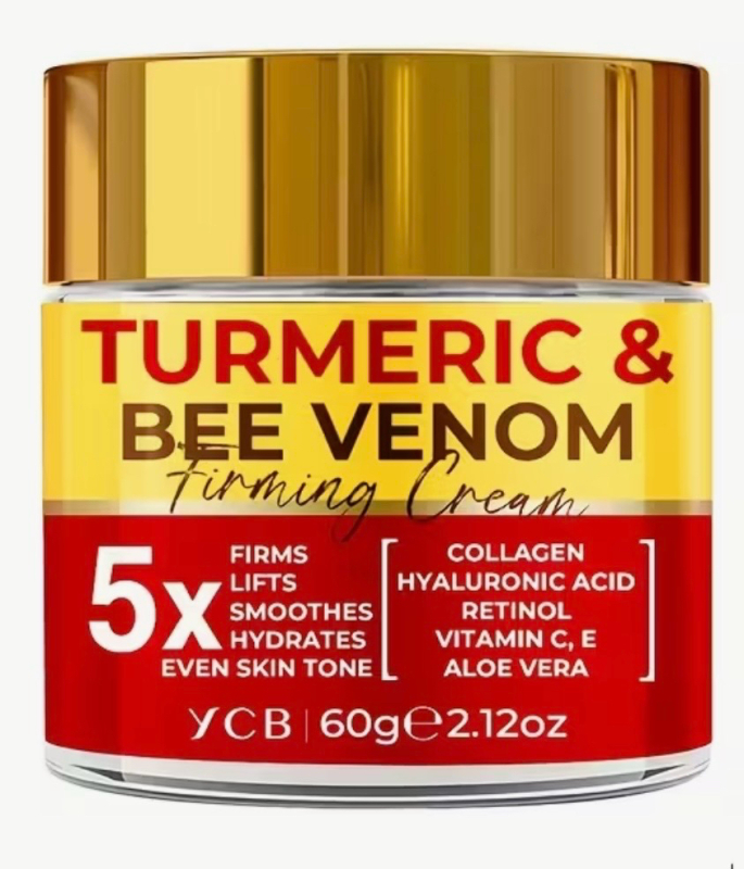 Turmeric Bee Venom Moisturizer 5x Firming and Lifting with Hyaluronic Acid Vitamin C+E and Collagen smooths 60g premium skincare non-greasy YCB Stock photo added expires 2028 03 16