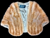 Vintage MITCHELL'S FURRIERS Baltimore Embroidered Mary Cahill Real Fur Stole / Shrug