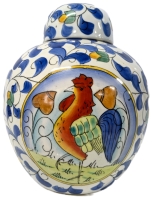 Vintage Chinese "Year of the Rooster" Porcelain Ginger Jar, 10" Tall, No Chips or Cracks